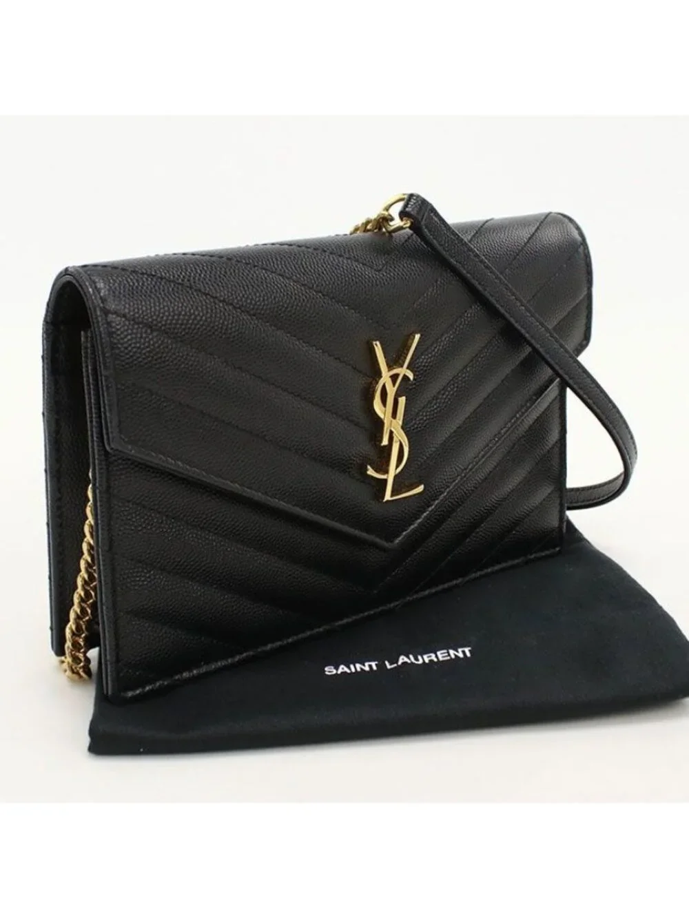 Saint Laurent Cassandra Envelope Chain Wallet Leather Shoulder